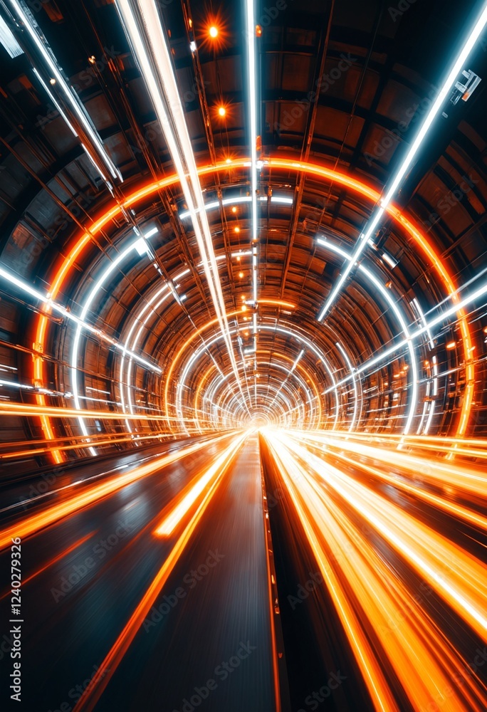 Poster futuristic tunnel background light trails speed light background