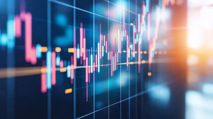 Abstract Finance Chart with Colorful Candlestick Graphs Representing Market Trends and Data Analysis in a Digital Environment