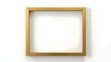 Elegant empty gold frame on white wall ready for artwork or photograph display in modern decor for interior design projects