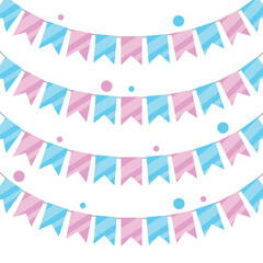 Garland for gender party, party, birthday on white background. Holiday decor.