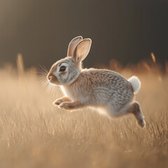 Obraz premium rabbit on the grass, generative AI illustration