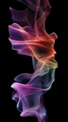 Obraz premium Colorful abstract shapes flowing harmoniously in swirling patterns on a black background