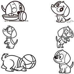 Cartoon Dog bundle line art and illustrator eps