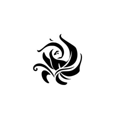 Fototapeta premium Elegant Sloth in Floral Swirl: Black and White Animal Graphic Design