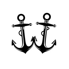 Pair of Anchors: Nautical Vector Graphic, Maritime Symbol, Vintage Sea Icon