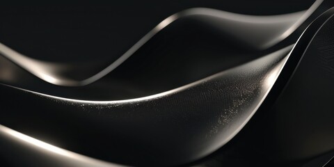 A sophisticated minimalist visual on jet-black backdrop, Thin intersecting shapes and light wave lines, Contemporary minimalist style