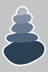 Blue Stone Balancing Stack with Outline, Sticker