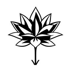 Black and White Lotus Flower: Elegant Minimalist Botanical Illustration.  Perfect for nature-inspired designs, tattoos, or decorative art prints.
