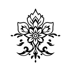 Elegant Black and White Damask Floral Design: Vintage Symmetrical Pattern, Classic Ornament, Decorative Vector Illustration, Perfect for Wallpaper or Background