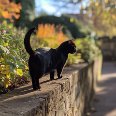 Cute cat picture on a bright day, generative AI illustration