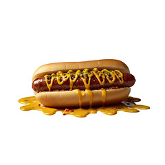 Mouthwatering Chili Dog with Savory Toppings on White Background