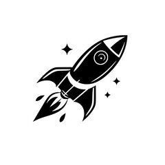 Fototapeta premium Black Rocket Launching into Space: A Vector Graphic Design