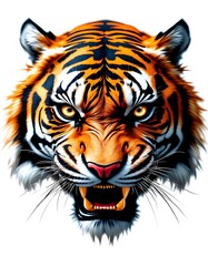 Fierce Tiger Head Illustration Digital Art Print