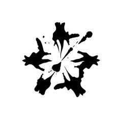 Abstract Black Ink Flower Painting: Monochrome Floral Art Print, Minimalist Botanical Design