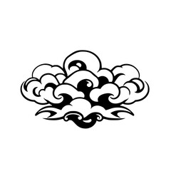 Japanese Cloud Wave Pattern: Vector Design, Abstract Ink Background Texture, Black and White Graphic Element
