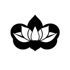 Lotus Flower: Black and White Minimalist Floral Design.  A simple yet elegant symbol of purity, peace, and serenity. Perfect for spiritual or nature-themed projects.