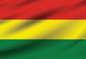 Bolivia flag official colors and proportion digital vector illustration. Pleated flag.