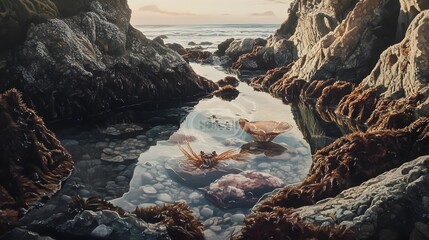 Fototapeta premium Woman in flowing white dress sitting on rocky shore, serene expression, natural beauty, calm ocean waves, perfect for tranquility themes.