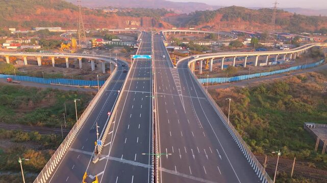 Aerial view complex system of overpasses