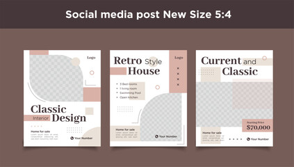 Classic Real estate house and property post or square web banner template
