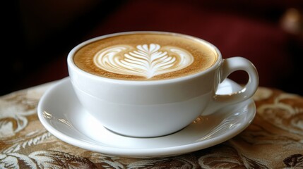 Fototapeta premium white cup of coffee Latte or Latte macchiato, minimalist background, 16:9