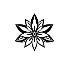 Black and White Floral Mandala: Elegant Monochrome Flower Design, Botanical Illustration,  Geometric Pattern, Nature-Inspired Art