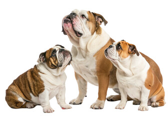 Fototapeta premium three big bulldogs, different angle, isolated on white background