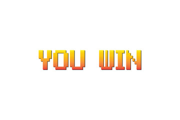 You Win. pixel art .8 bit game. retro game. for game assets in vector illustrations on white background.