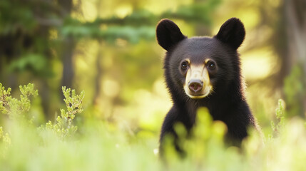 Fototapeta premium big bear greeting, bear behavior, wild bear greeting, bear social behavior, bear communication in the wild.