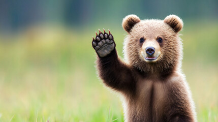 Obraz premium bear greetings, bear behavior in nature, how bears communicate, bear social interactions, wild bear greetings.