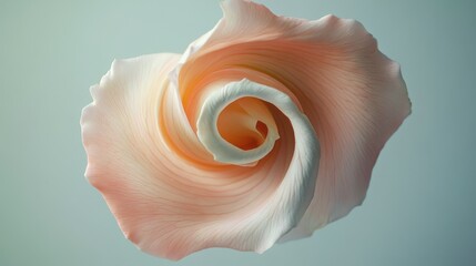 A delicate rose in soft pastel hues unfurls gracefully, capturing elegance and tranquility amidst a serene backdrop.