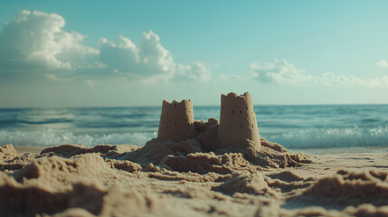 Sand castle on the beach