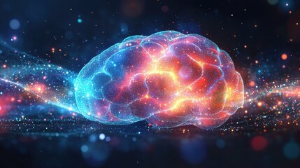Futuristic digital brain concept with neural connections and vibrant energy for technology and innovation themes