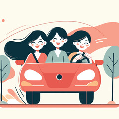 vector image of a person driving a car happily