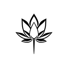 Elegant Lotus Flower: Black and White Botanical Illustration - Nature, Peace, Serenity