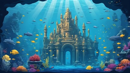 A vector Atlantis-inspired underwater kingdom.
