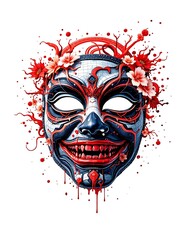 Gothic Red Floral Mask Digital Art Print