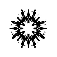 Abstract Black Ink Splatter Mandala: Geometric Pattern Design - Vector Graphic