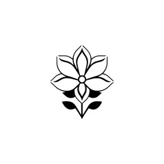Elegant Black and White Flower Illustration: Simple Floral Design, Minimalist Botanical Line Art, Perfect for Decoration and Symbolism.