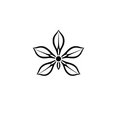Elegant Black and White Flower Design: Minimalist Floral Graphic, Botanical Line Art, Simple Vector Illustration, Decorative Pattern