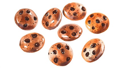 Obraz premium Watercolor Painting of Delicious Chocolate Chip Cookies