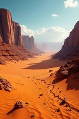 Scorching desert landscape with vast sand dunes and rocky outcrops, terrain, fiery, spicy