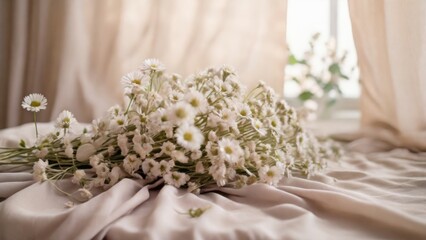 Soft Linen Fabric with Delicate Flowers for Elegant Spring Branding