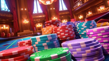 Exciting casino game night las vegas gaming experience luxurious environment close-up view high-stakes fun