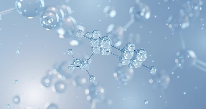 Tyramine, rotating 3D model of trace amine, seamless looped video