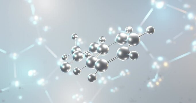 Acetanilide rotating 3d molecule, molecular structure of analgesic, seamless video
