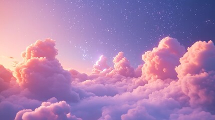 Pink and Purple Clouds with Scattered Stars