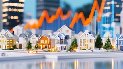 Obraz premium A Collection of Miniature Houses Displayed in Front of Real Estate Market Trends