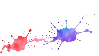 Watercolor Red Purple Blue Splash Drops White Or 