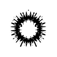 Abstract Black Ink Splatter Circle Frame: Grunge Texture Background for Graphic Design